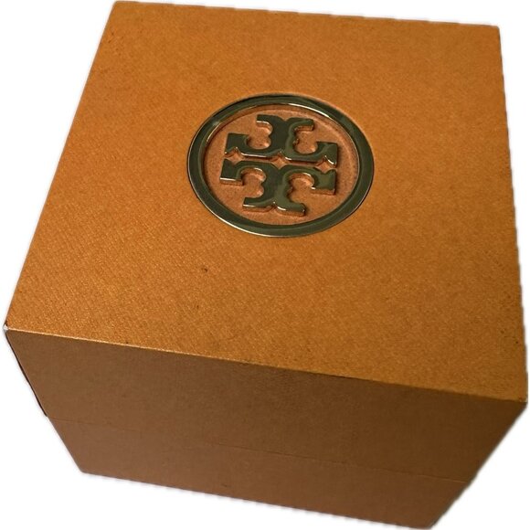 TORY BURCH Empty Watch Case Jewelry Gift Box Orange Gold AUTHENTIC - Picture 1 of 7